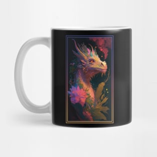 Dragon Vibrant Tropical Flower Tall Digital Oil Painting Portrait Mug